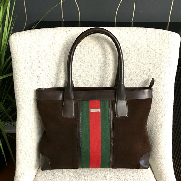 Gucci authentic brown suede tote bag - Picture 1 of 16